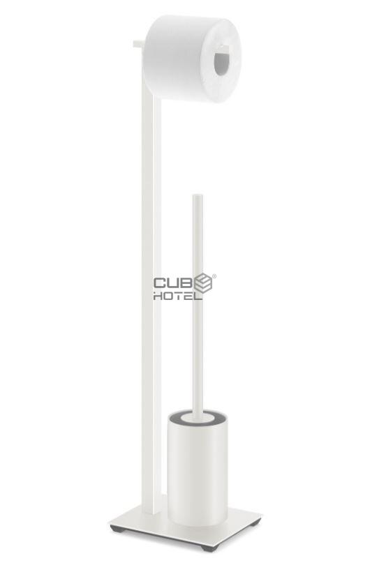 Roll holder with toilet brush Zack CARVO White